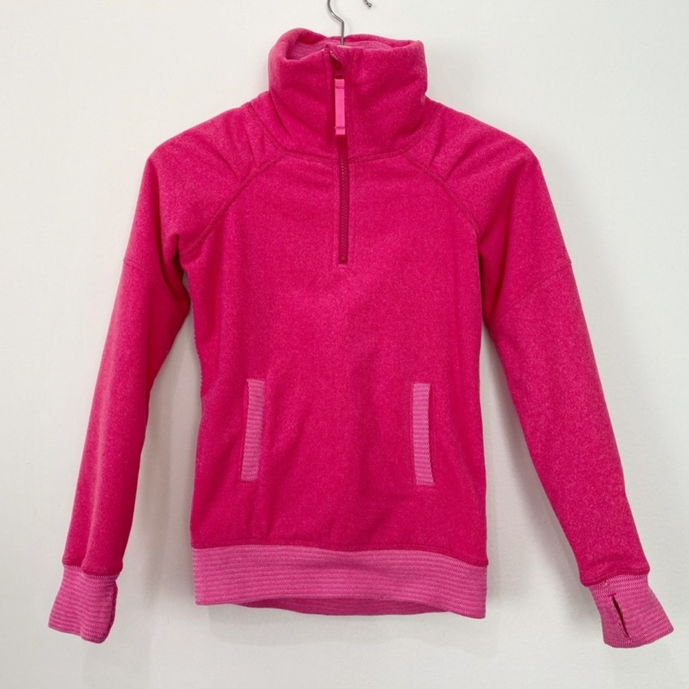 Ivivva Pink Quarter Zip Cowl Neck Fleece Lined Pullover Sweater Size 8